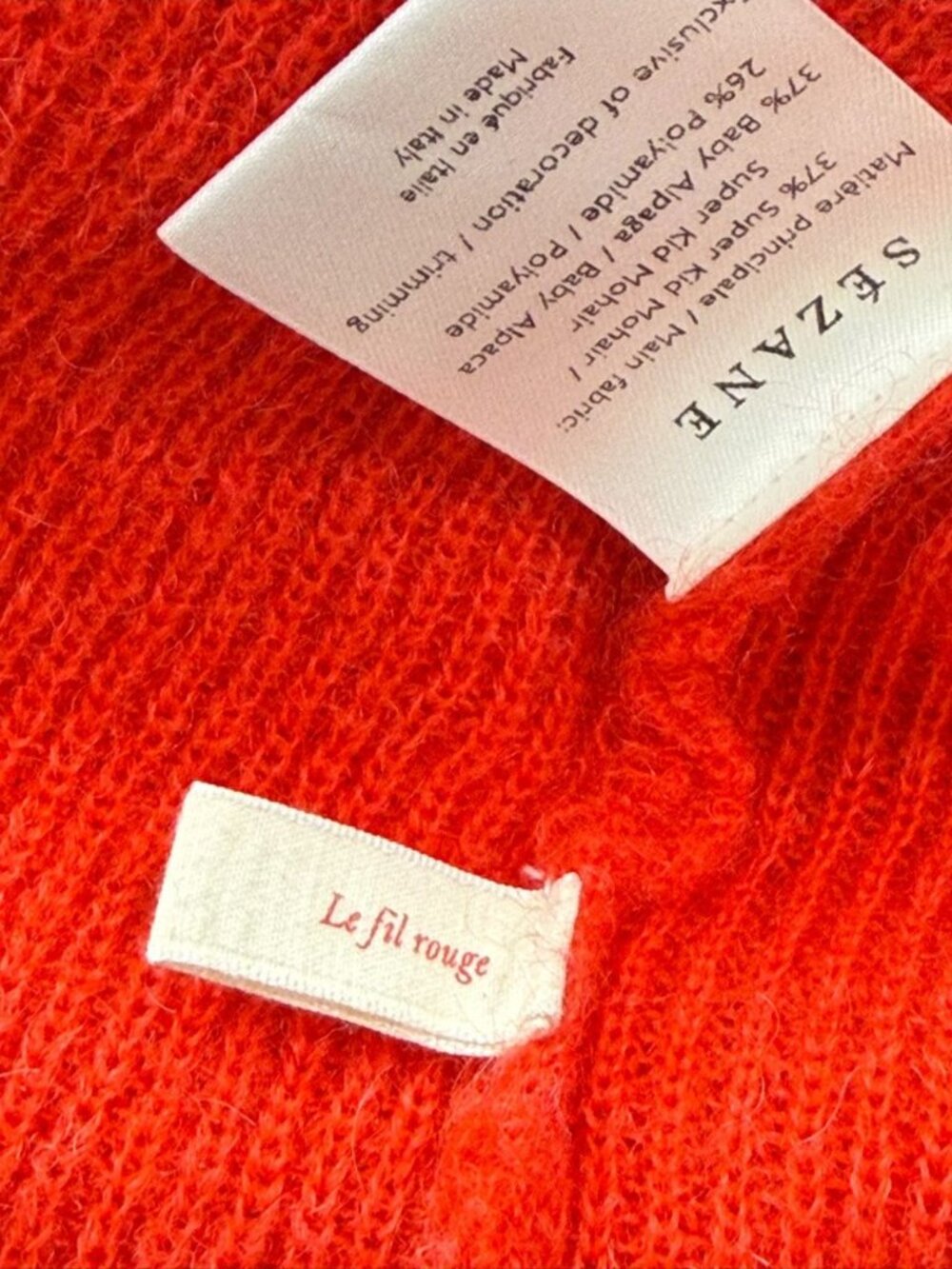 Sezane Barry Cardigan Sweater Jumper Red Reversible Mohair Alpaca FLAW Size M - Picture 12 of 14